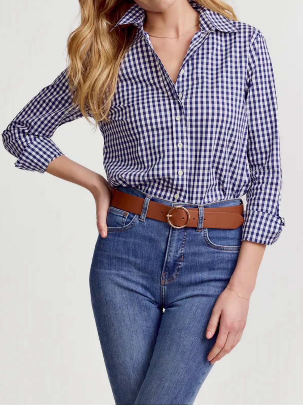 The Shirt by Rochelle Behrens - The Icon Shirt - Large Check Navy XS